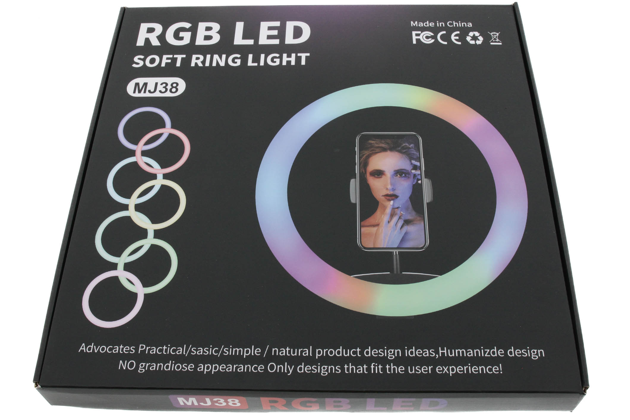 LED RGB stmívatelné kruhové světlo 38cm + stativ
