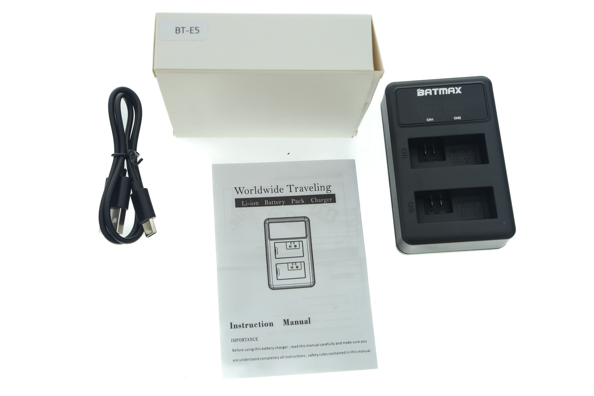 BATMAX BT-E5 duální USB nabíječka pro baterie Canon LP-E5