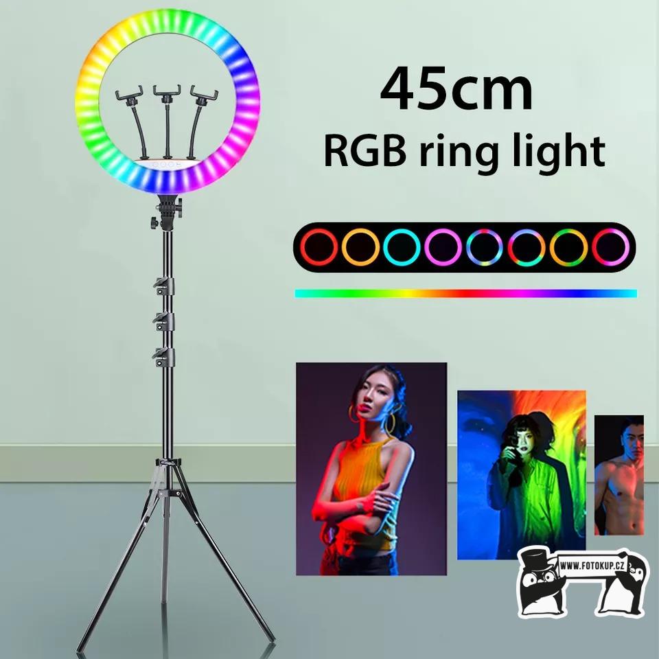LED RGB stmívatelné kruhové světlo 45cm + stativ