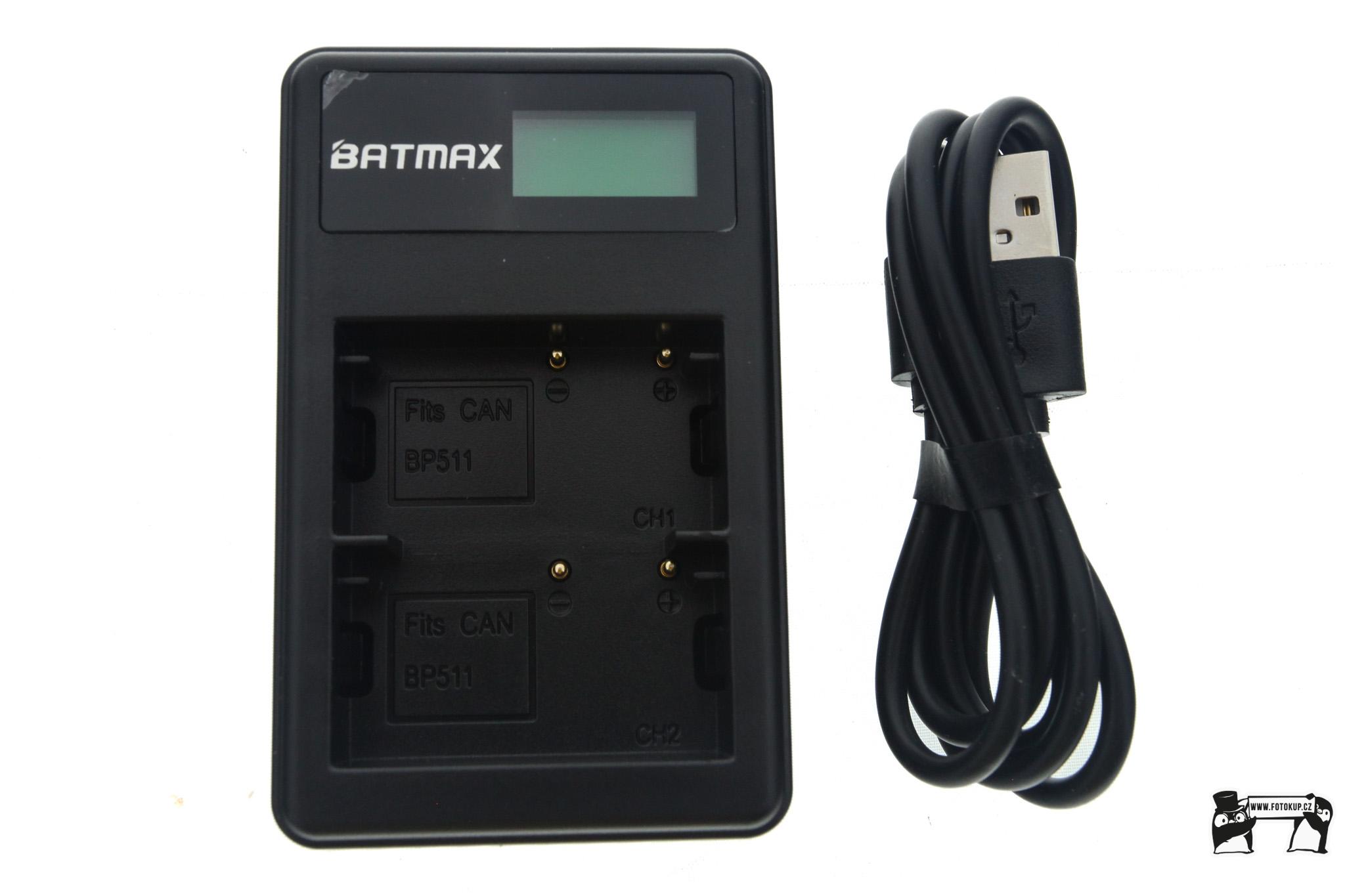 BATMAX BP-511 duální USB nabíječka s LCD displejem pro baterie Canon BP-511