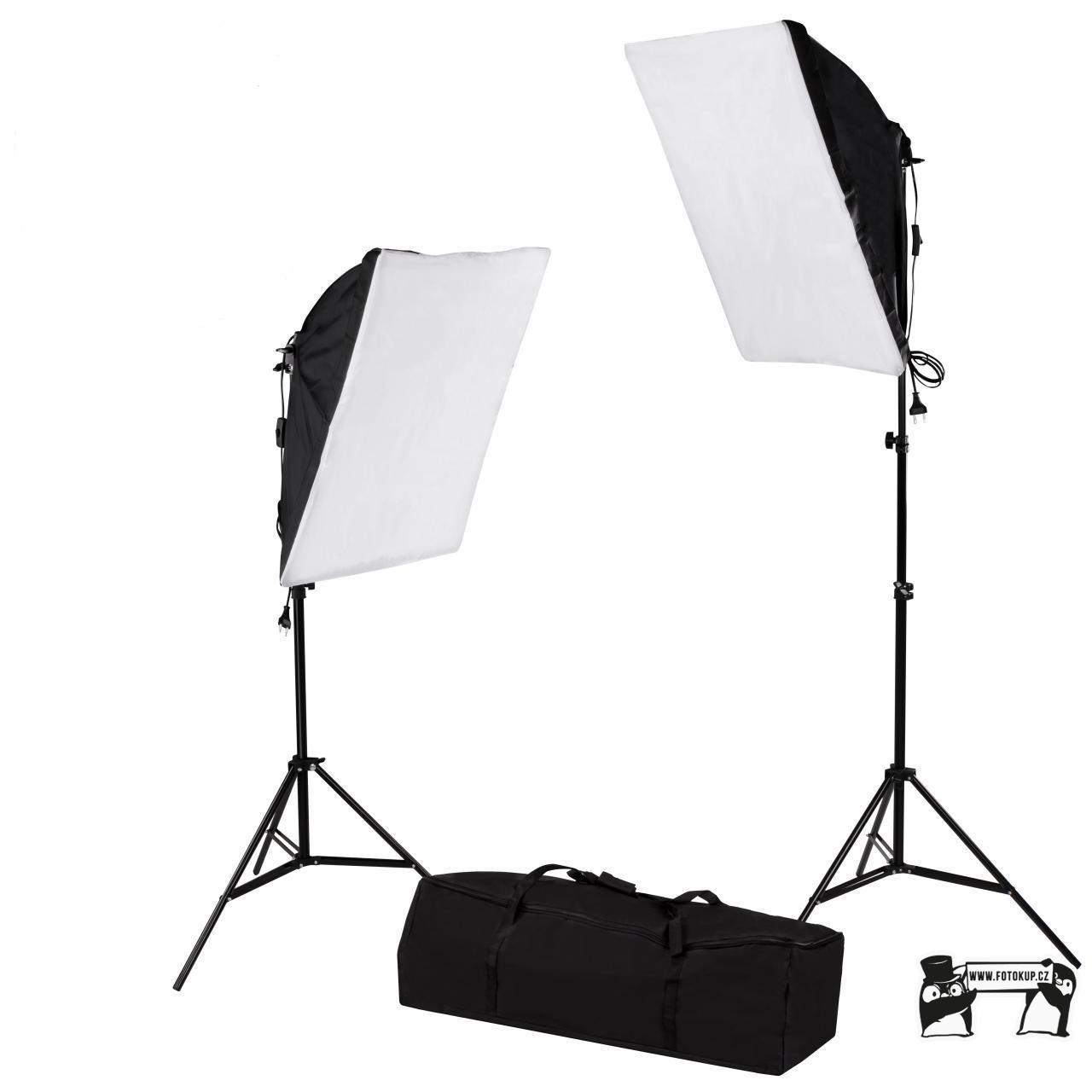 2x SoftBox s paticí pro E27, 50x70cm 300W, kompletní set