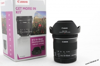 Canon EF-S 10-18mm f/4.5-5.6 IS STM stabilizace + příslušenství